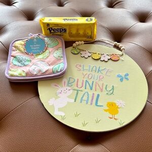Easter Gift Set / Bundle 🐰 Bunny Wall Sign + Easter Pot Holders NWT Spring Decor